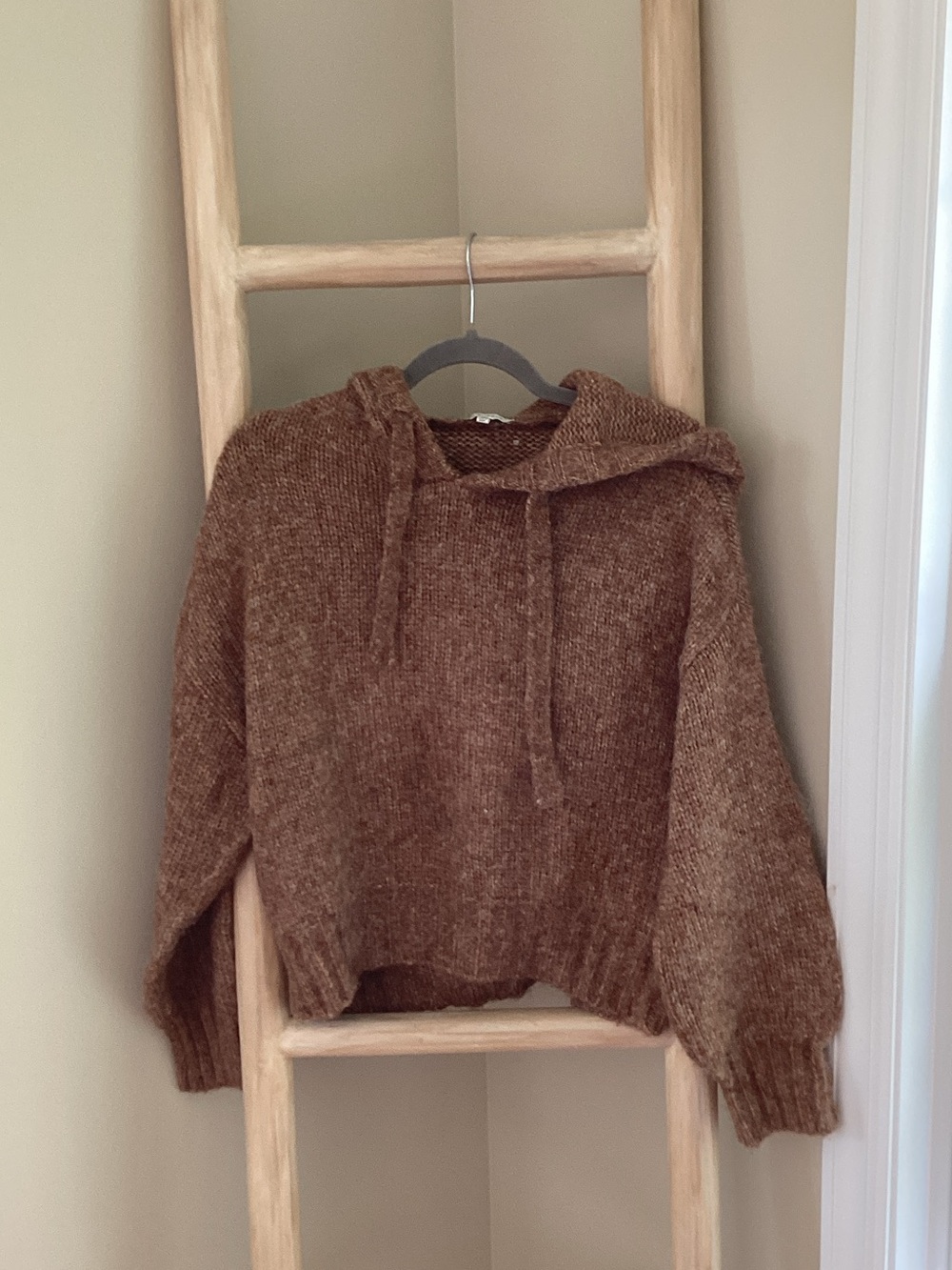 Z Supply Chestnut Brown Hooded Knit Sweater